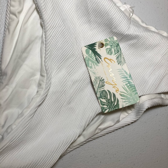 NWT Envya White Ribbed One Piece Bathing Suit Cut Outs | Large - Picture 7 of 7